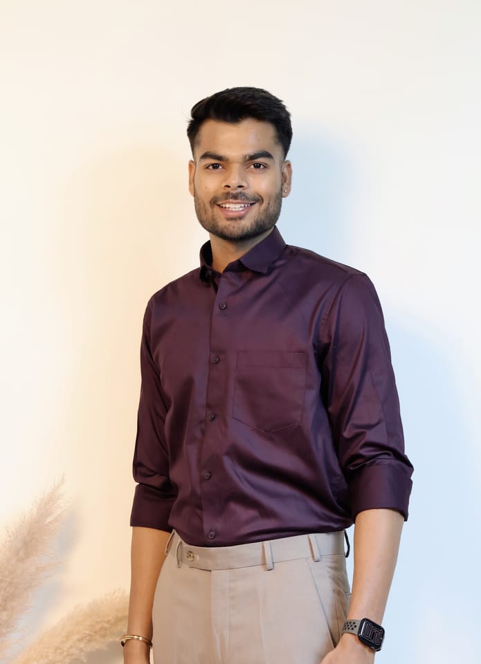 Wine Plain Shirt in Giza Cotton