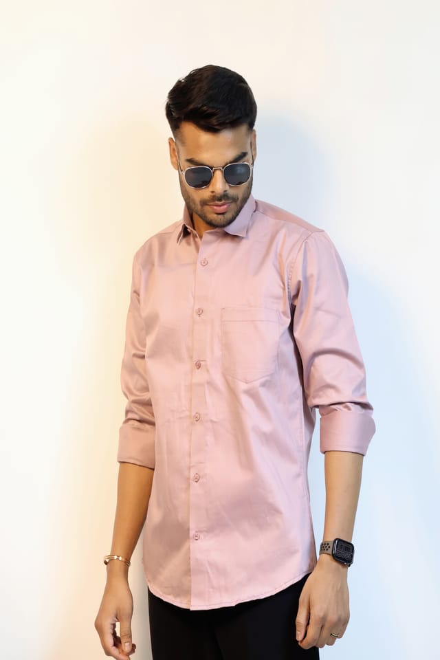 Puce Plain Shirt in Giza Cotton