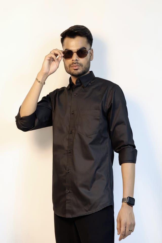 Solid Black Stripe Shirt