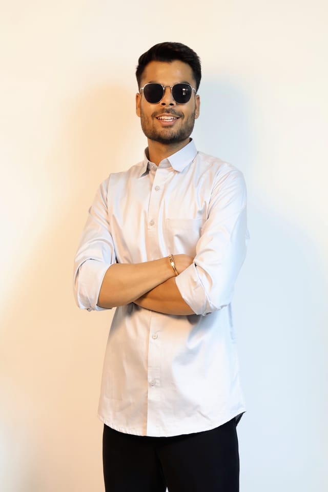 Misty Grey Plain Shirt in Giza Cotton