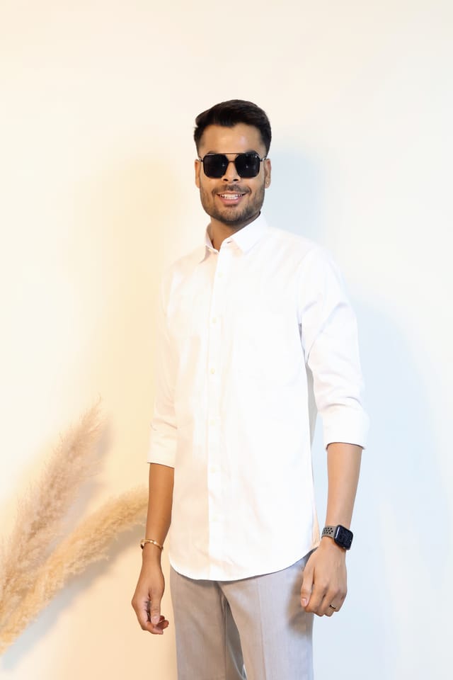 Solid White Stripe Shirt