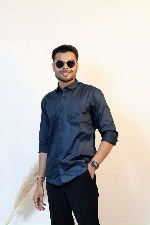 Oxford Blue Plain Shirt in Giza Cotton