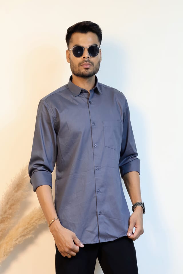 Solid Arsenic Grey Stripe Shirt