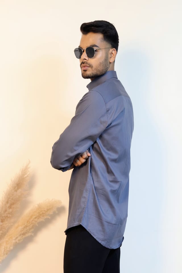 Solid Arsenic Grey Stripe Shirt