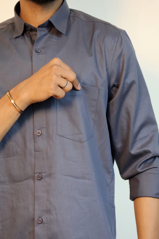 Solid Arsenic Grey Stripe Shirt