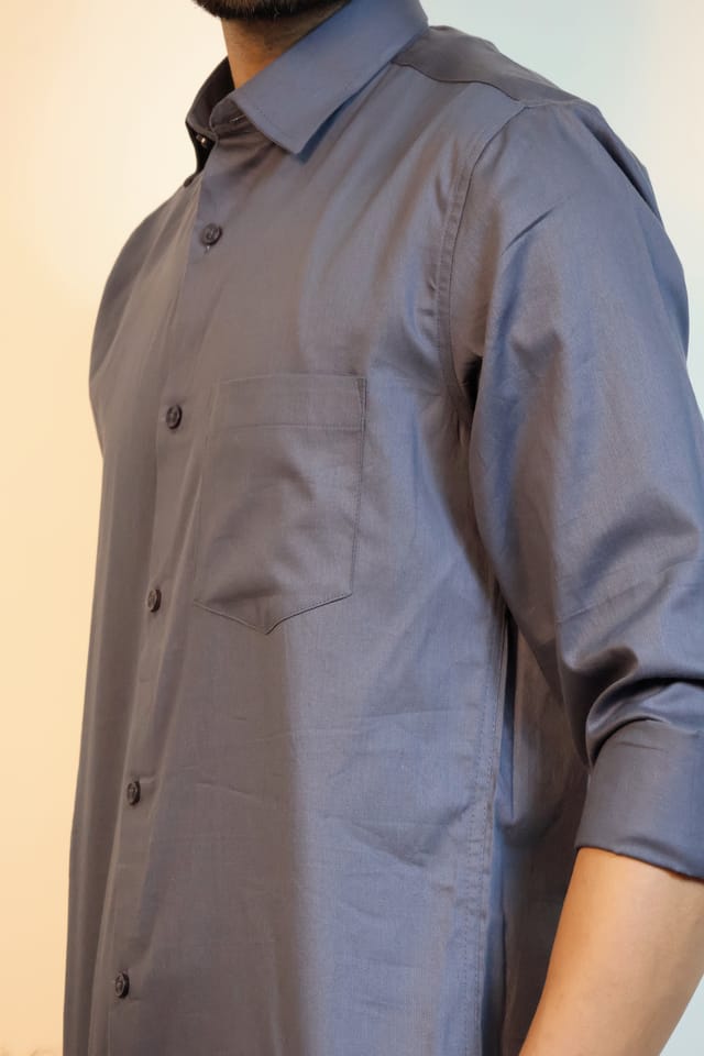 Solid Arsenic Grey Stripe Shirt