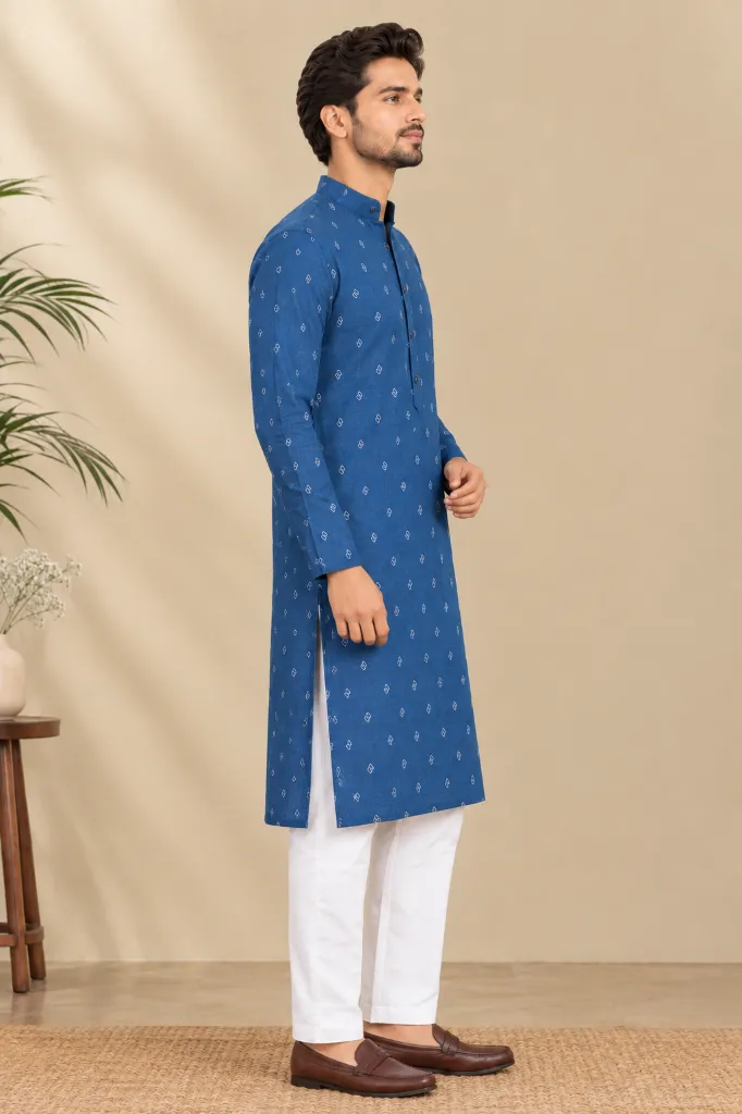 Blue Patterned Kurta Profile Portrait.webp