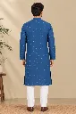 Blue Patterned Kurta Back View.webp