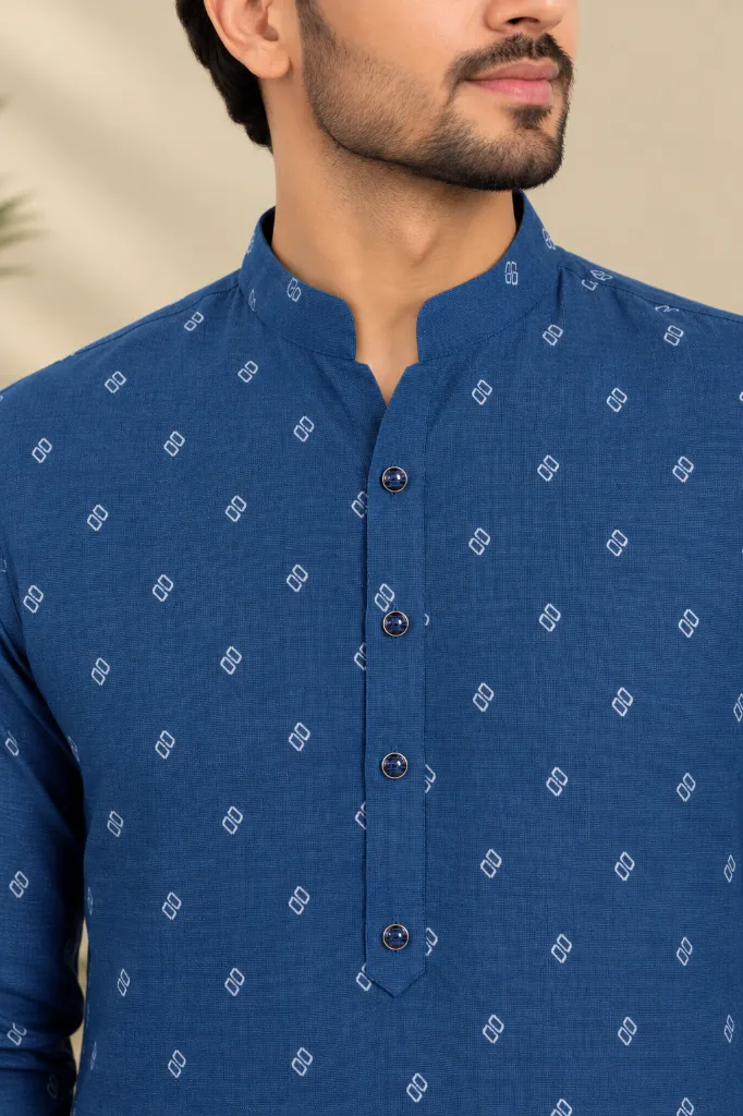 Open Collar Indigo Kurta Close-Up.webp