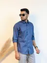 Solid Steel Blue Stripe Shirt