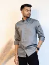Onyx Grey Plain Shirt in Giza Cotton