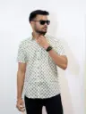 Cream Flower Print Jaipuri Shirt 