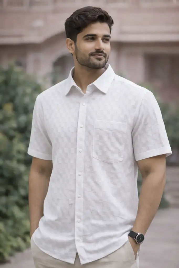 [38HSP0011] White Popcorn Shirt (M)