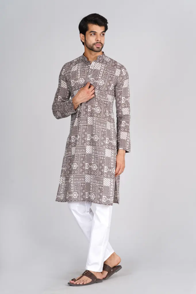 [40LKV0007] Grey kurta  (M)