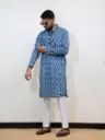 Blue Digital Printed Jaipuri Kurta