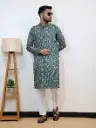 Green Printed Jaipuri Kurta