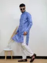 Blue Lining Printed Jaipuri Kurta