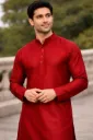 Plain Blood Red Cotton Kurta (36VPK0001)