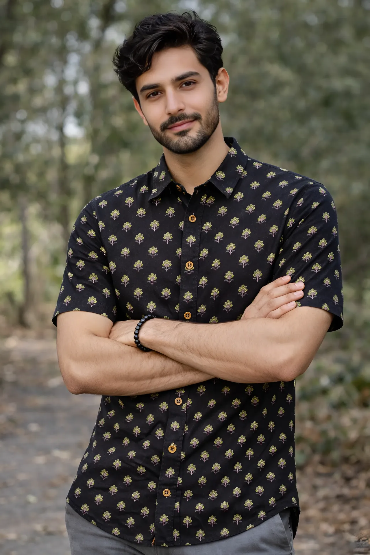 Jaipuri Hand Block Abstract Print Shirt (HSV0075)