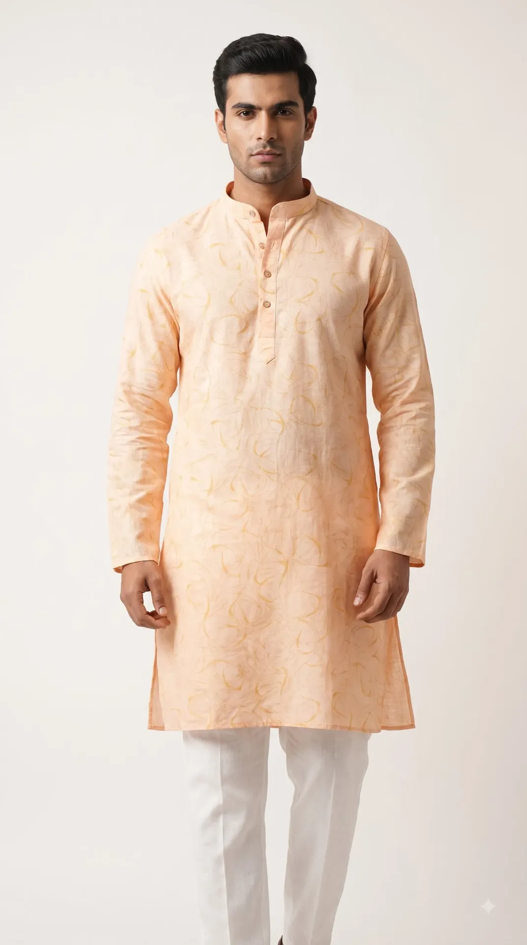 [36VPK0233J26] Linen Printed kurta in light pink colour (VPK0233) (S)